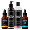 Kit 4 Pasos (24% OFF) : 1 Limpiador Facial 235 ml + 1 Tónico Facial 350 ml + 1 Serum Vitamina C 30ml + 1 Serum Ácido Hialurónico 30ml