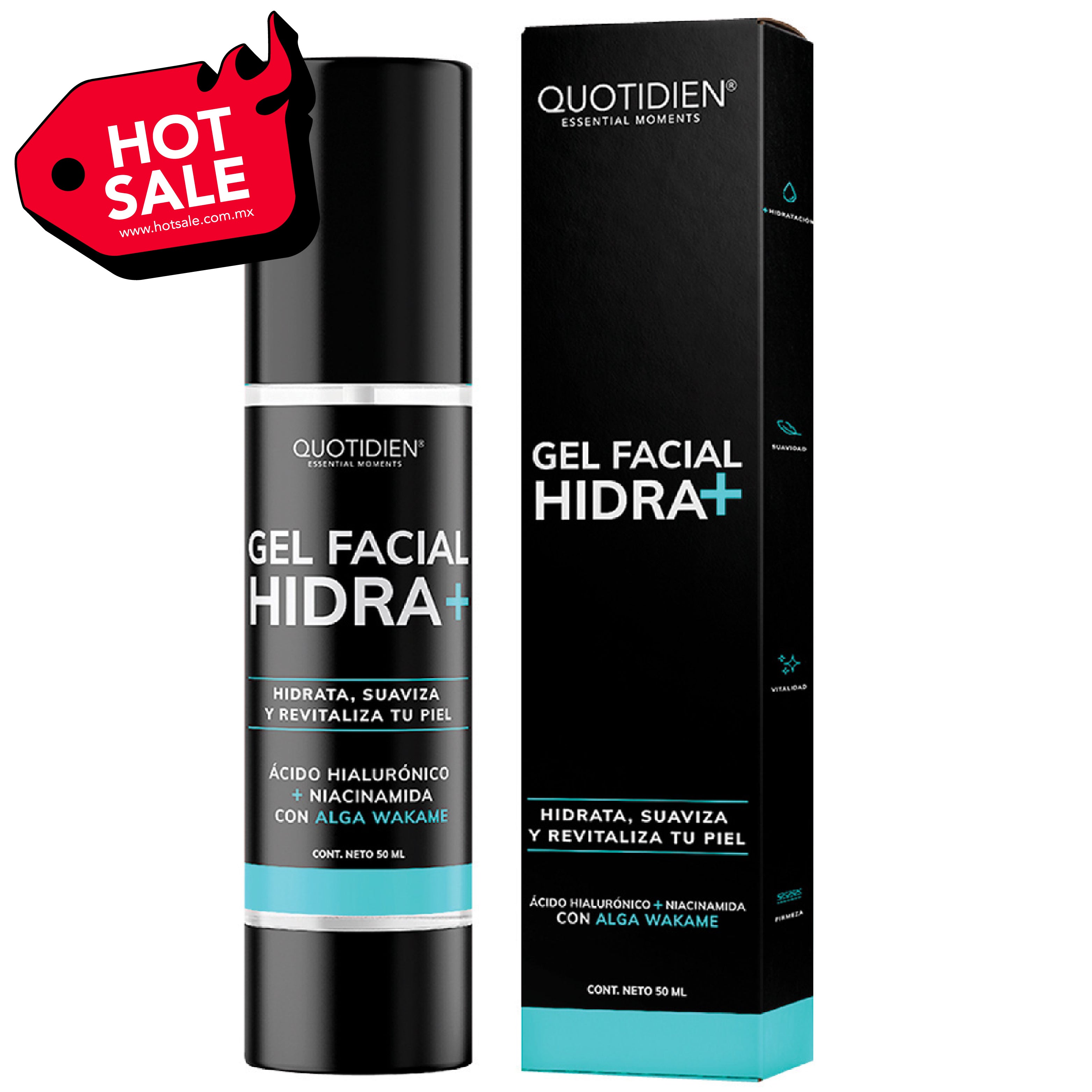 Gel Facial Hidratante 50ml con Ácido Hialurónico y Niacinamida · Quotidien
