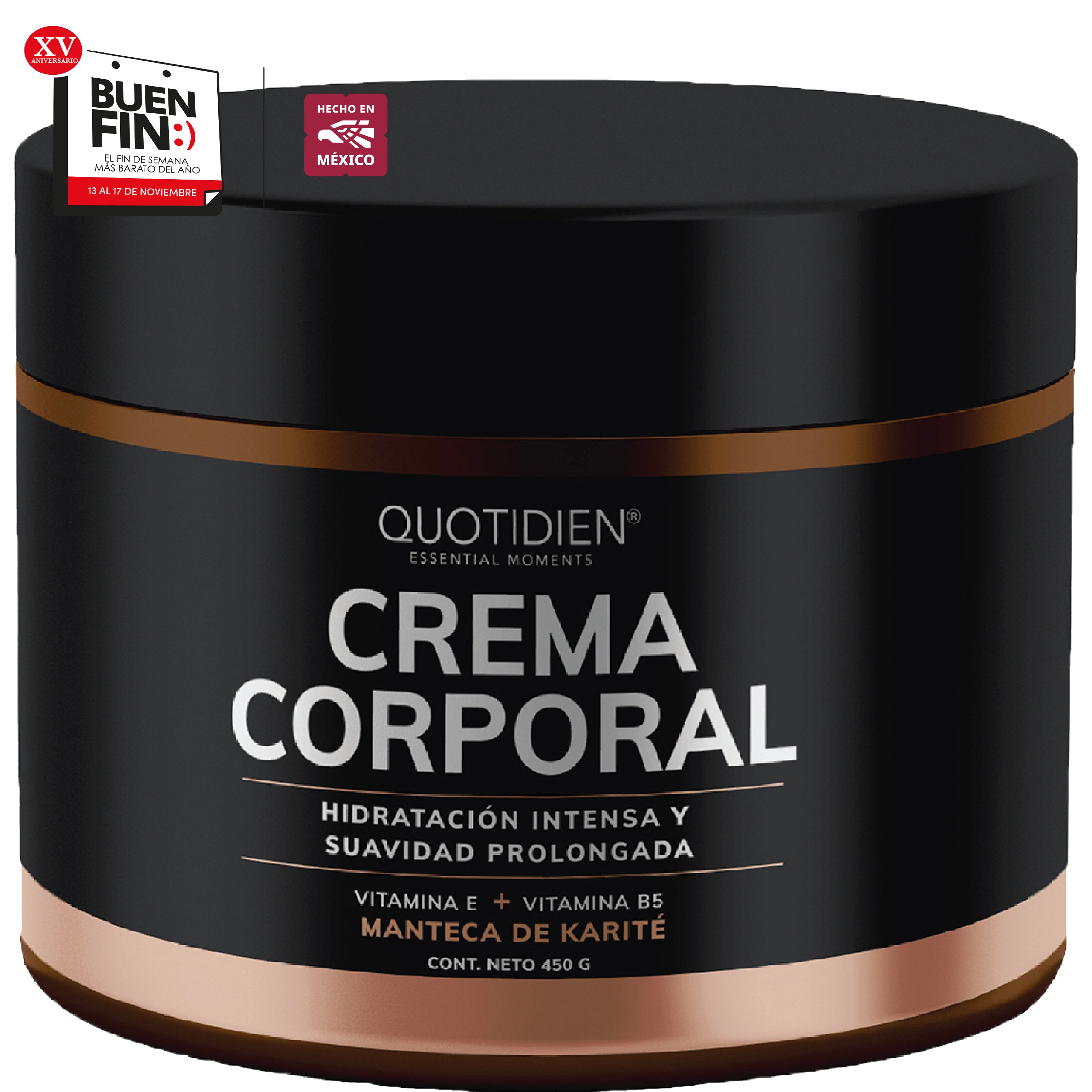 Crema Corporal Humectante con Manteca de Karite + Vitamina E + Vitamina B5 - 90% Ingredientes Naturales - 450g