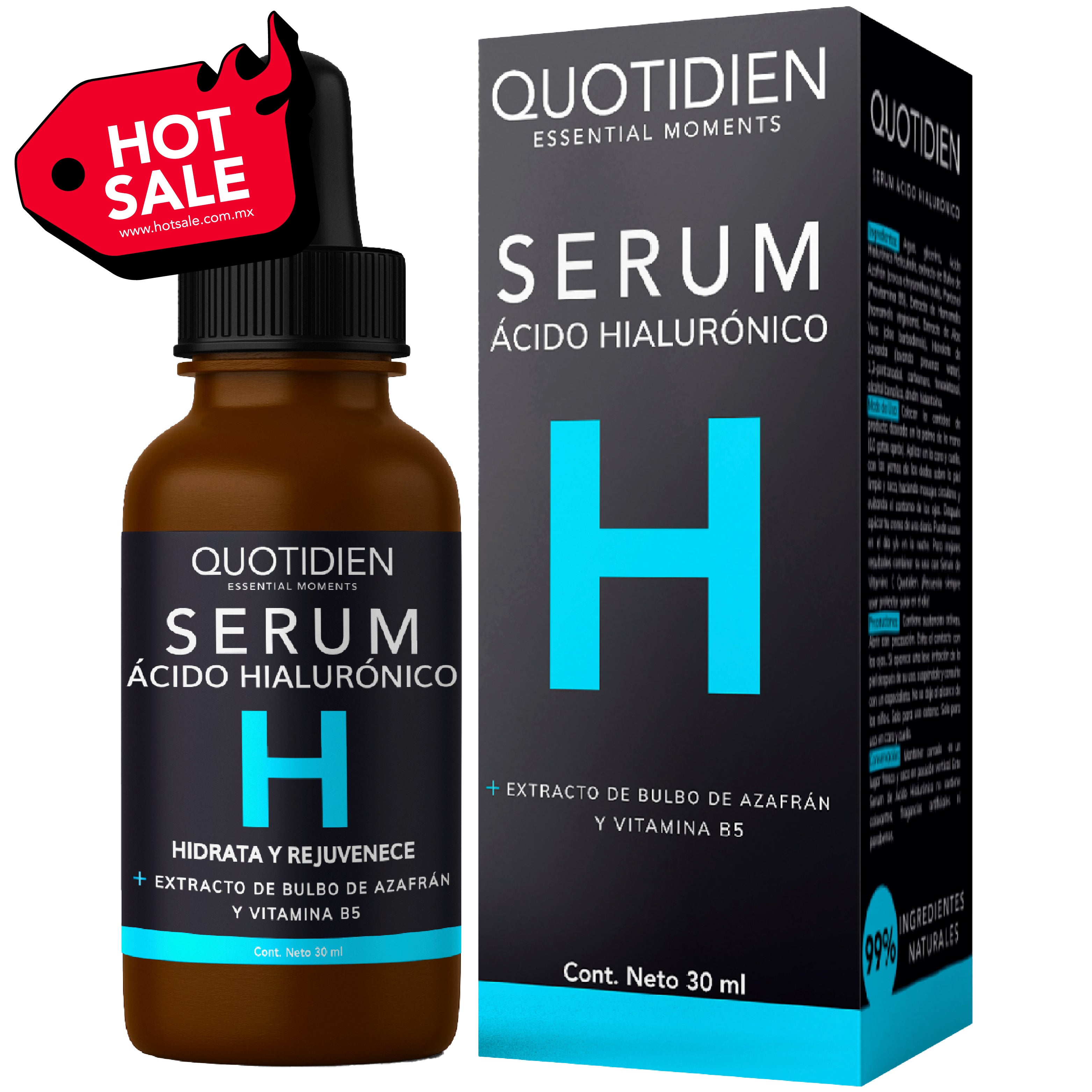 Serum Ácido Hialurónico 30ml con Vitamina B5 y Azafrán · Quotidien