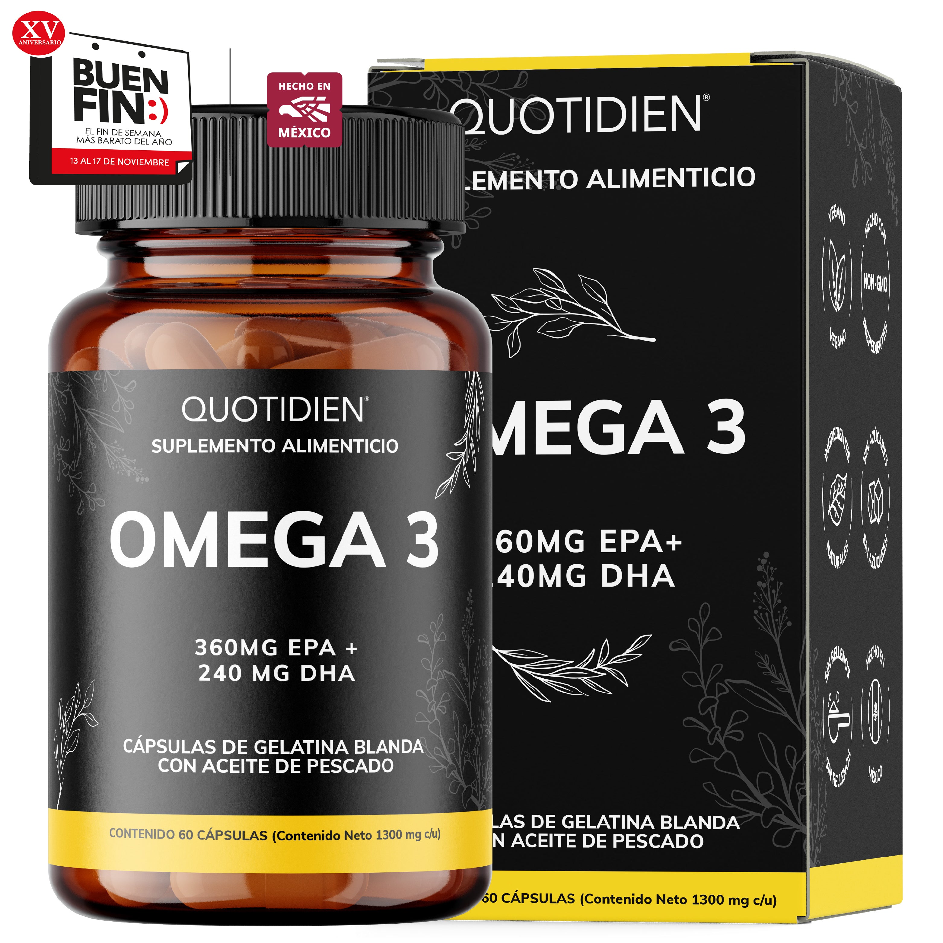 Omega 3 - 360mg EPA + 240mg DHA - 60 cápsulas