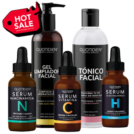 Kit Piel Radiante (51% OFF) - Limpiador Facial + Tónico Facial + Serum de Vitamina C + Serum de Niacinamida + Serum de Ácido Hialurónico