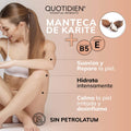 Crema Corporal Humectante con Manteca de Karite + Vitamina E + Vitamina B5 - 90% Ingredientes Naturales - 450g - Quotidien Essential Moments
